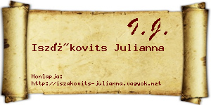 Iszákovits Julianna névjegykártya